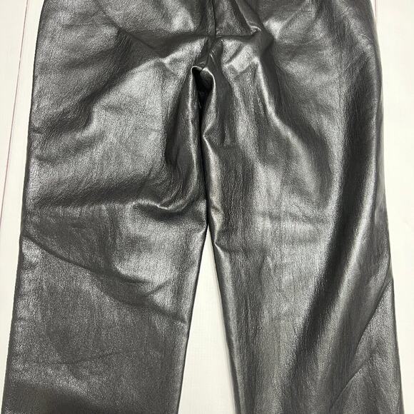 Babaton Command Cropped Mid-rise Vegan Leather Pant SIZE 00 Black Trousers - Picture 13 of 14